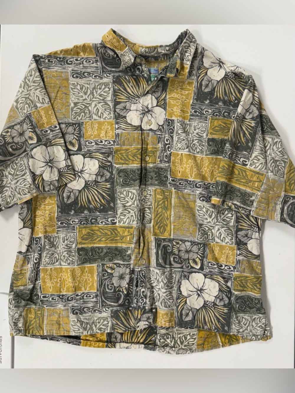 Reyn Spooner Hawaiian Shirt Hula Hibiscus Floral Yellow Beach Cotton Men XL